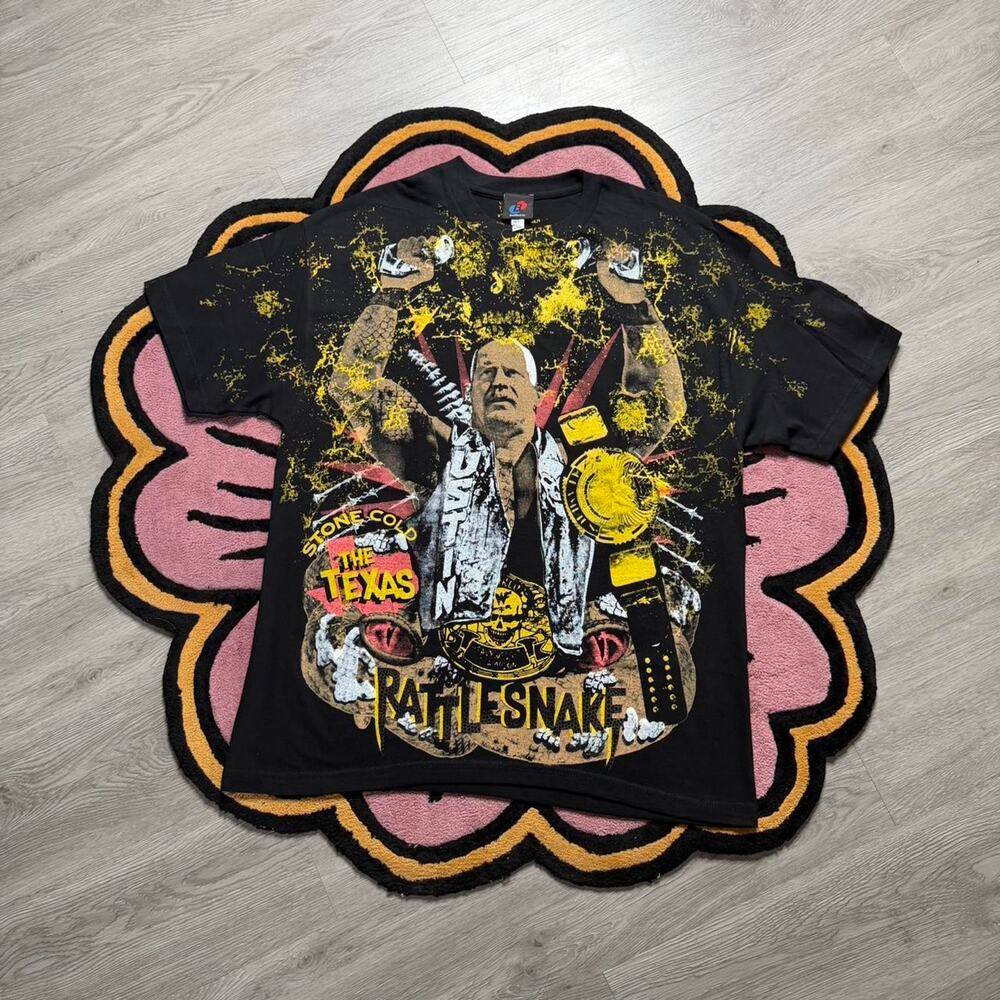 Backstock Co WWF Stone Cold Steve Austin Double Sided Graphic AOP T-shirt XL